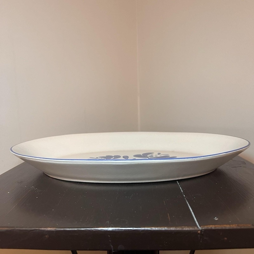 Pfaltzgraff Yorktowne Large 14" Oval Serving Platter #16 Blue White Vintage - Picture 5 of 10